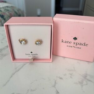 kate spade Pink Box Gold-Tone Clear Crystal Stud Earrings